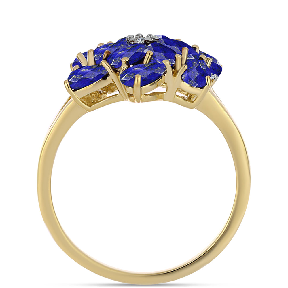 Goldplattierter Silberring mit Lapislazuli und weißem Topas