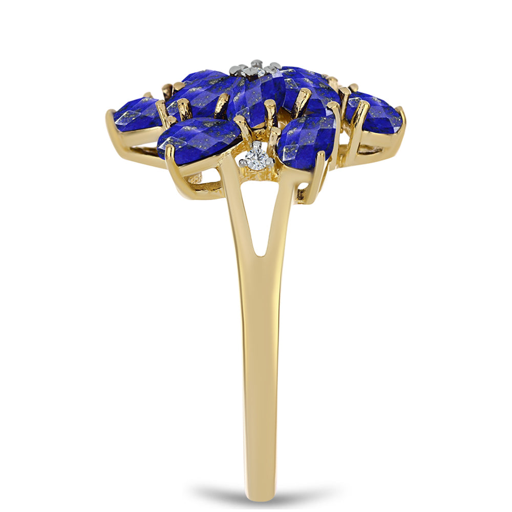 Goldplattierter Silberring mit Lapislazuli und weißem Topas