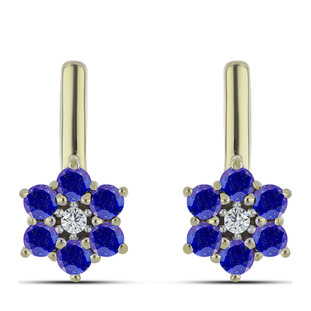 Goldplattierte Silberohrringe mit Lapislazuli und weißem Topas 1