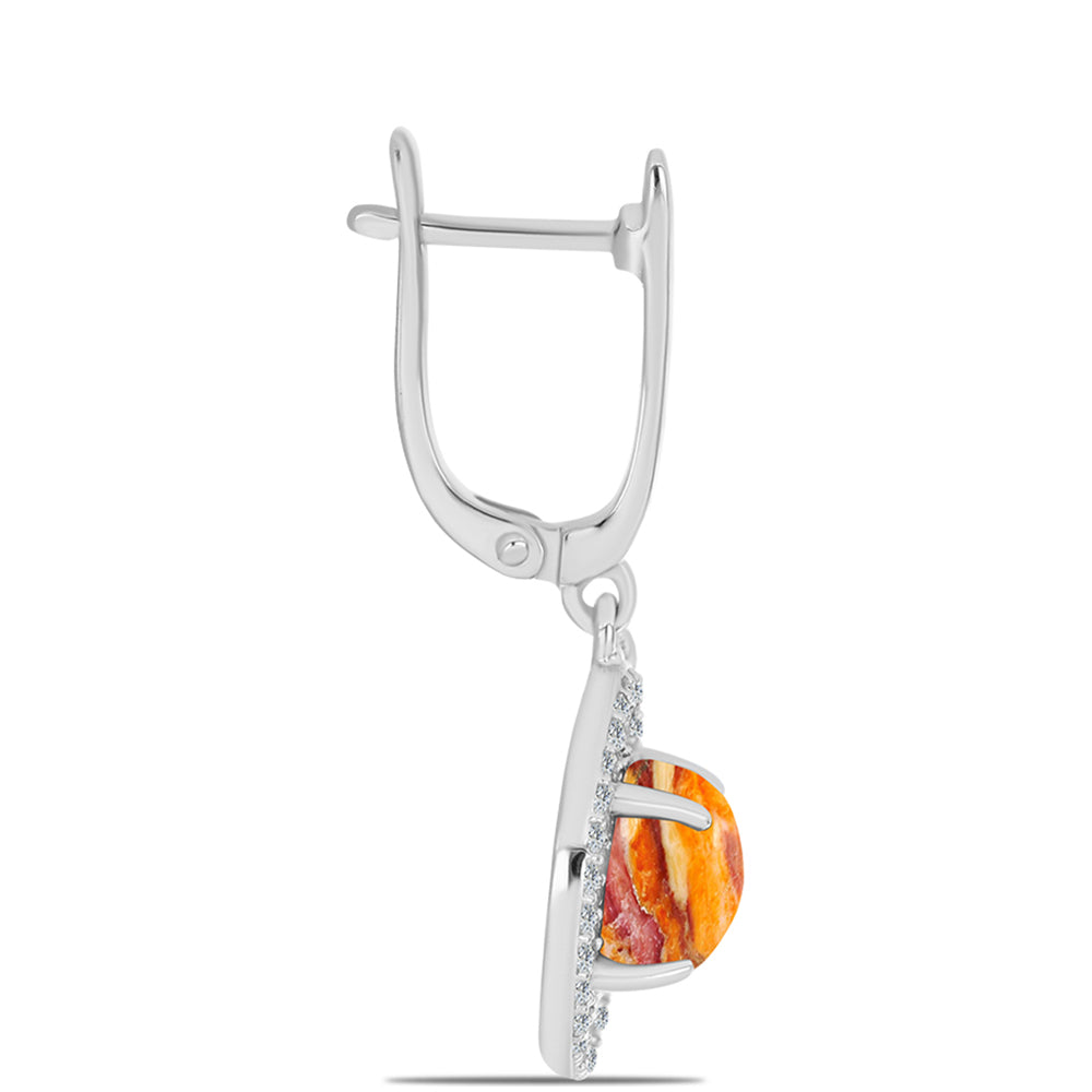 Silberohrringe mit Löwenpfoten-Jaspis und weißem Topas 2