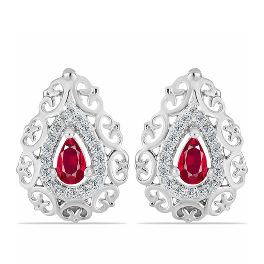 Silberohrringe mit Rubin aus Madagaskar und weißem Topas