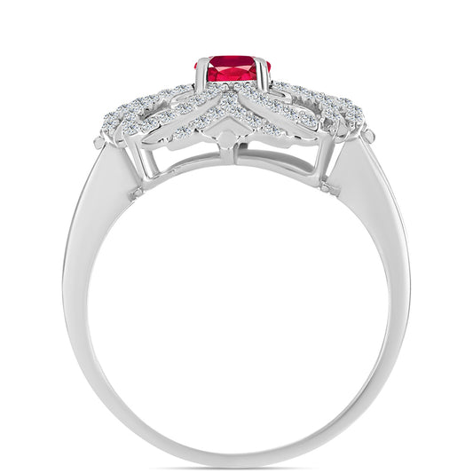 Silberring mit Rubin aus Madagaskar und weißem Topas