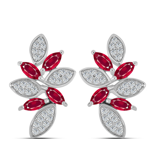 Silberohrringe mit Rubin aus Madagaskar und weißem Topas