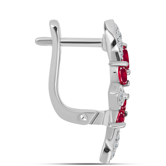 Silberohrringe mit Rubin aus Madagaskar und weißem Topas