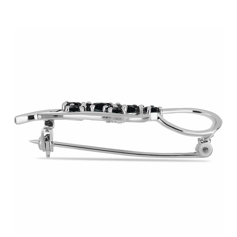 Silberbrosche mit Obsidian