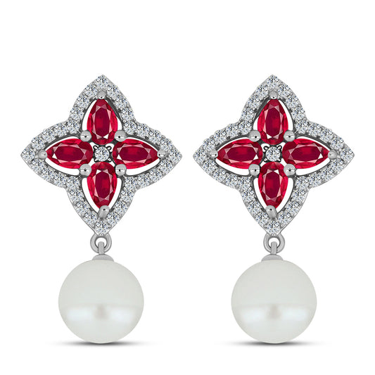 Silberanhänger mit Rubin aus Madagaskar und weißer Süßwasserperle