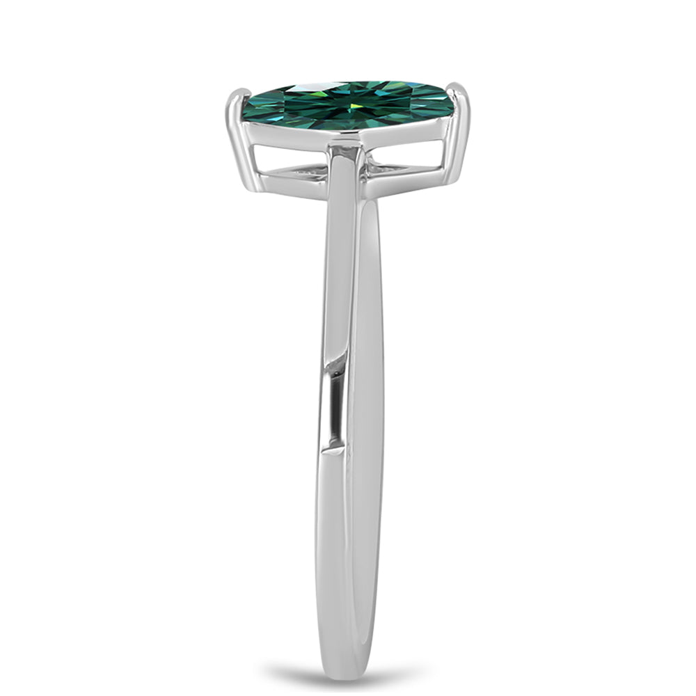 Silberring mit grünlich-meerblauem Moissanit