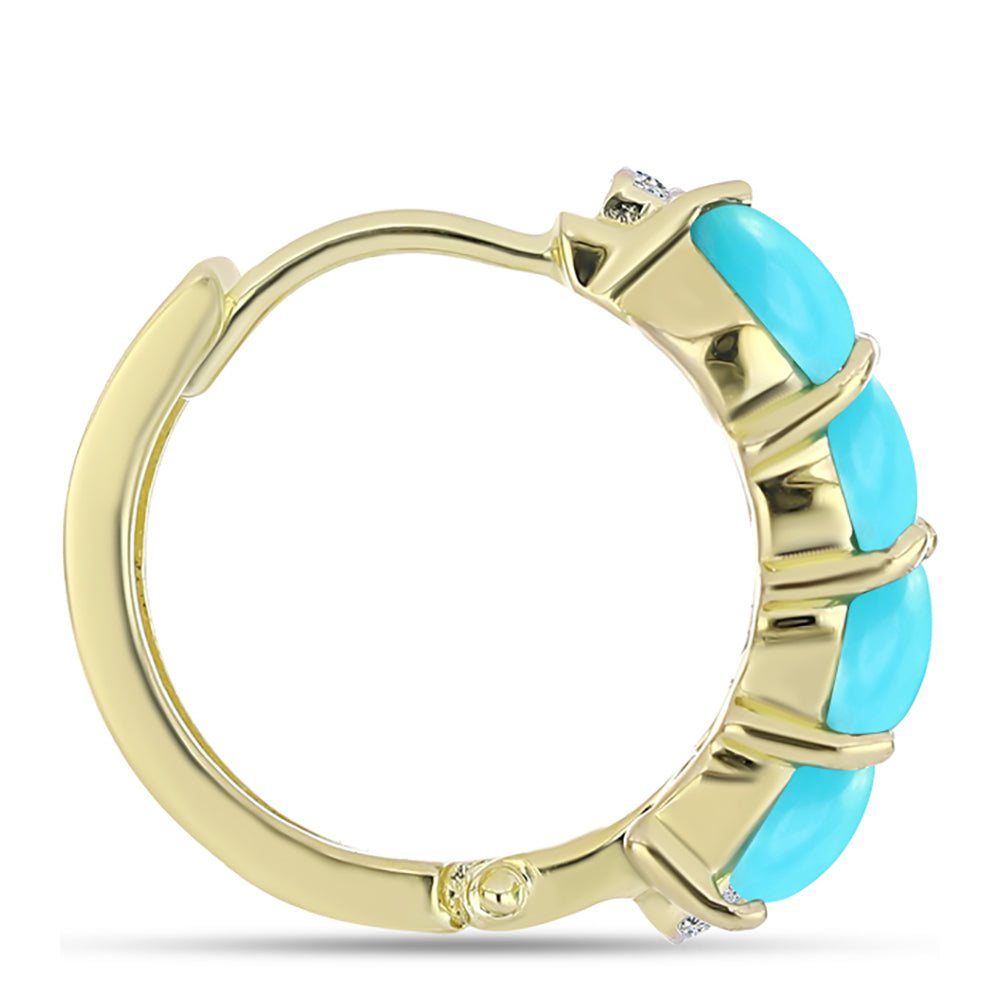 Goldplattierte Silberohrringe mit Dornröschen Türkis und weißem Topas