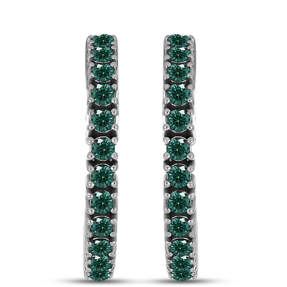 Silberohrringe mit grünlich-meerblauem Moissanit