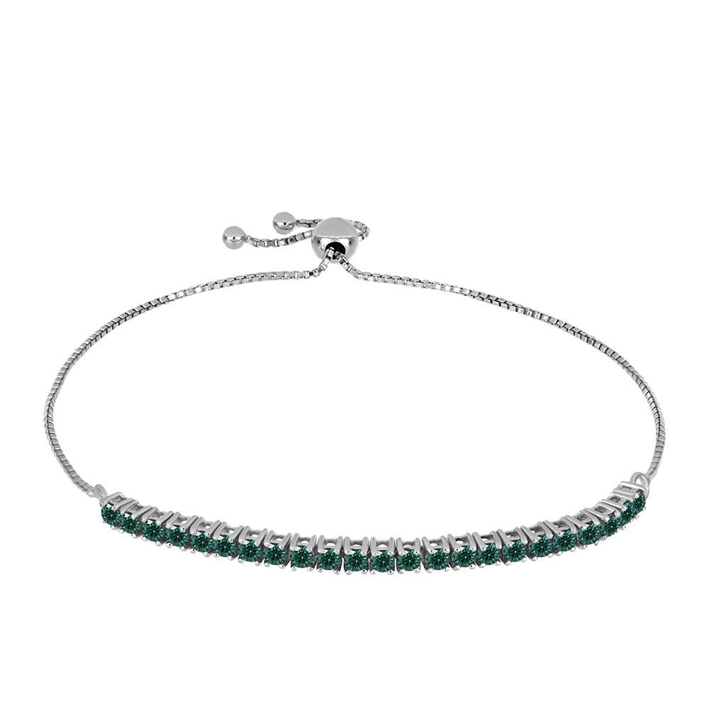 Silberarmband mit grünlich-meerblauem Moissanit
