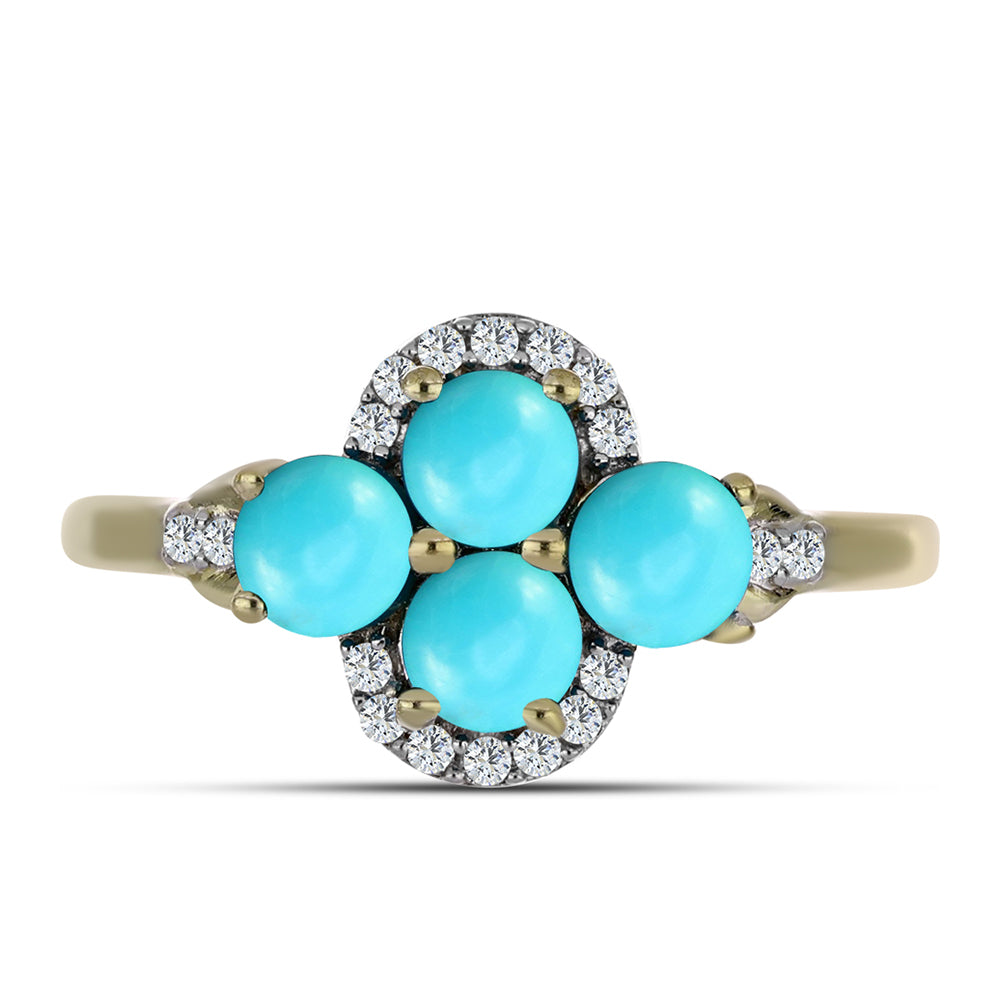 Goldplattierter Silberring mit Dornröschen Türkis und weißem Topas 1