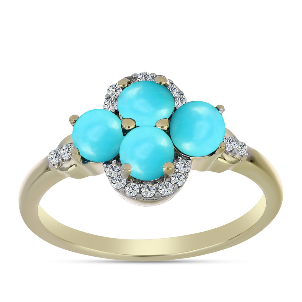 Goldplattierter Silberring mit Dornröschen Türkis und weißem Topas 3