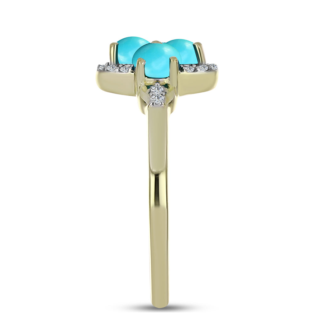 Goldplattierter Silberring mit Dornröschen Türkis und weißem Topas 4