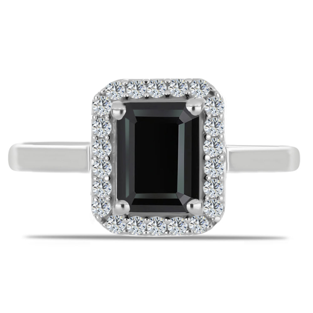 Silberring mit Obsidian und weißem Topas