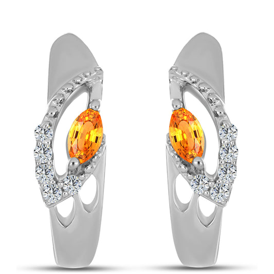 Silberohrringe mit Padparadscha Saphir und weißem Topas