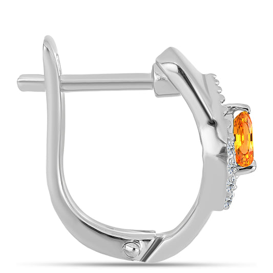 Silberohrringe mit Padparadscha Saphir und weißem Topas