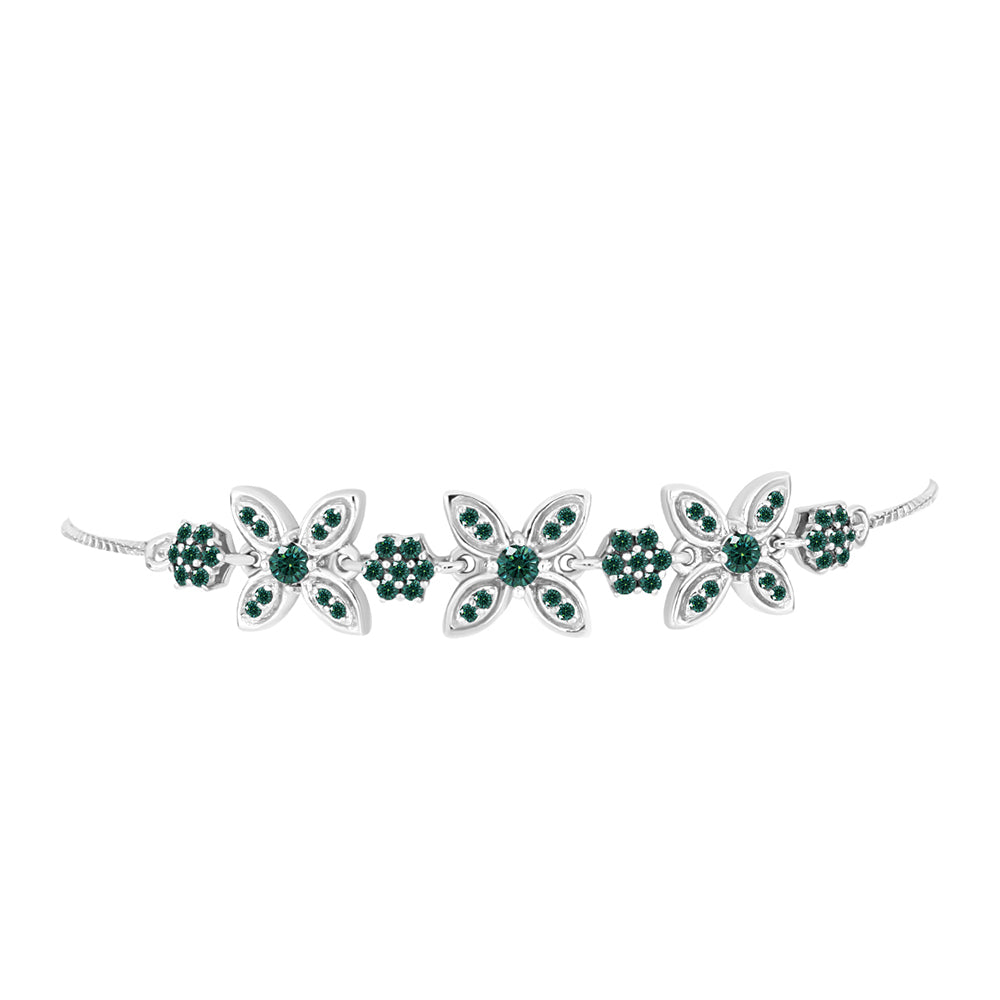 Silberarmband mit grünlich-meerblauem Moissanit