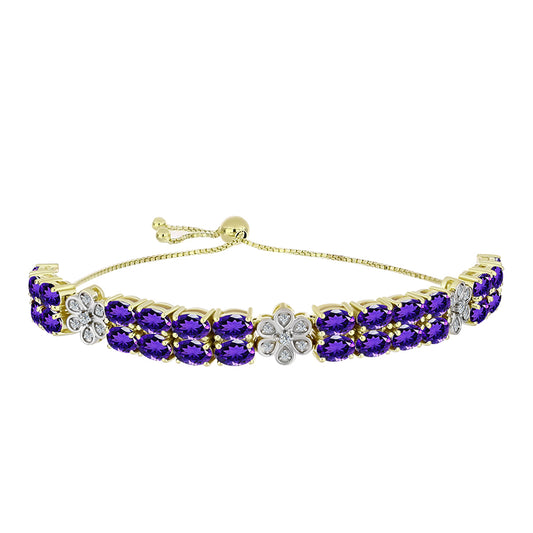 Goldplattiertes Silberarmband mit marokkanischem Amethyst und weißem Topas