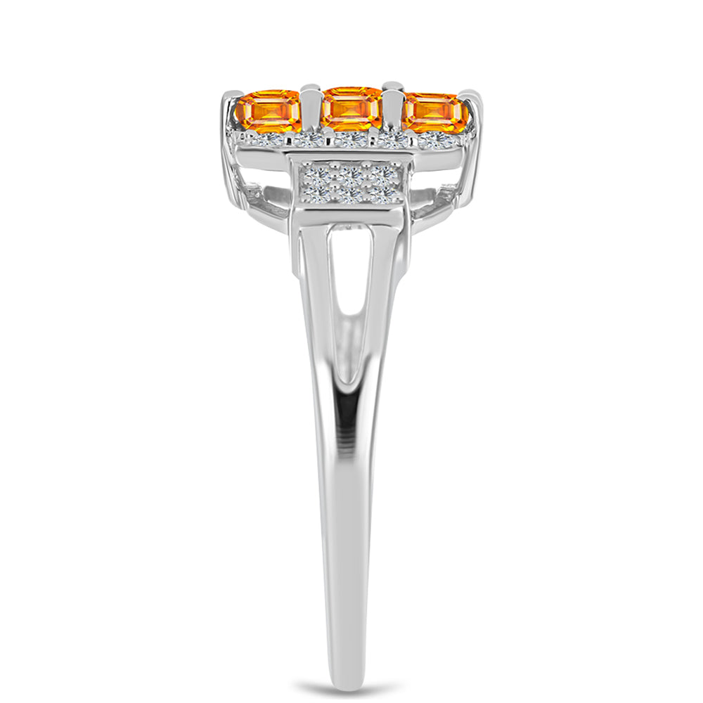 Silberring mit Padparadscha Saphir und weißem Topas