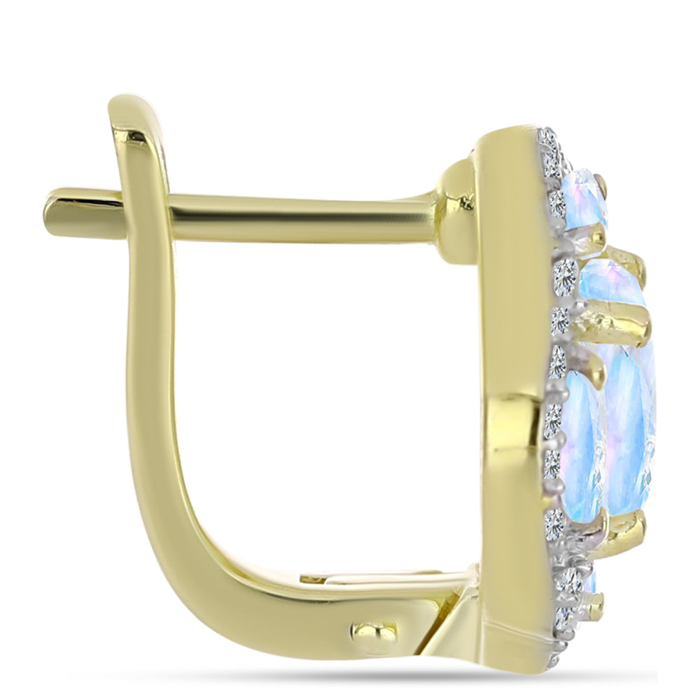 Goldplattierte Silberohrringe mit Regenbogenmondstein