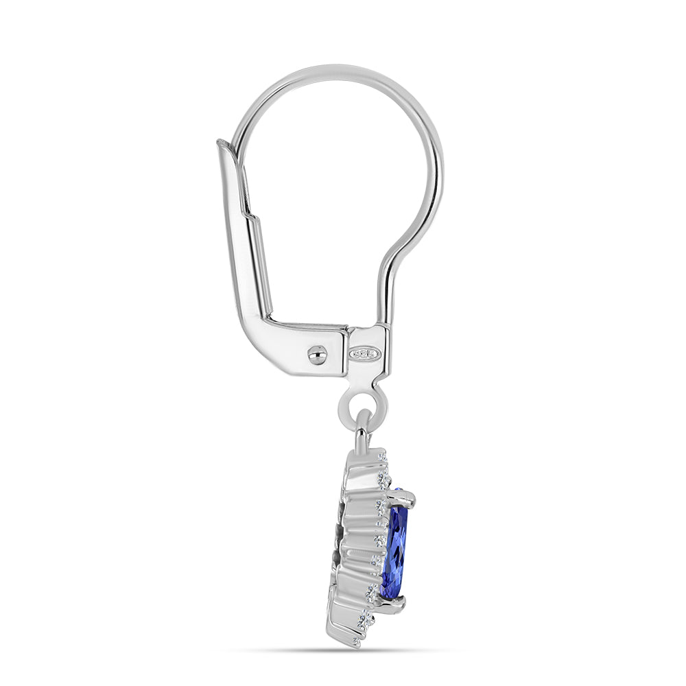 Silberohrringe mit Tansanit - Klasse AA und weißem Topas