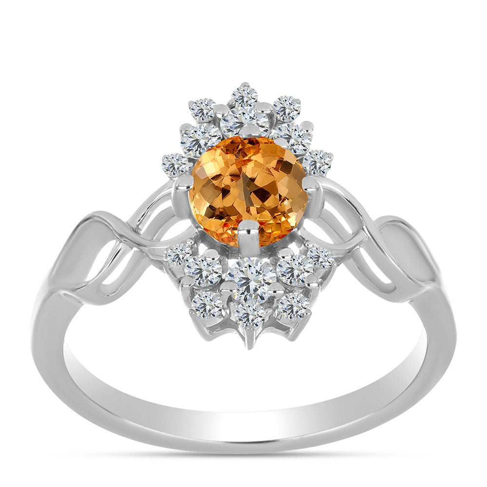 Silberring mit Kaiserlichem Gelben Topas und weißem Topas