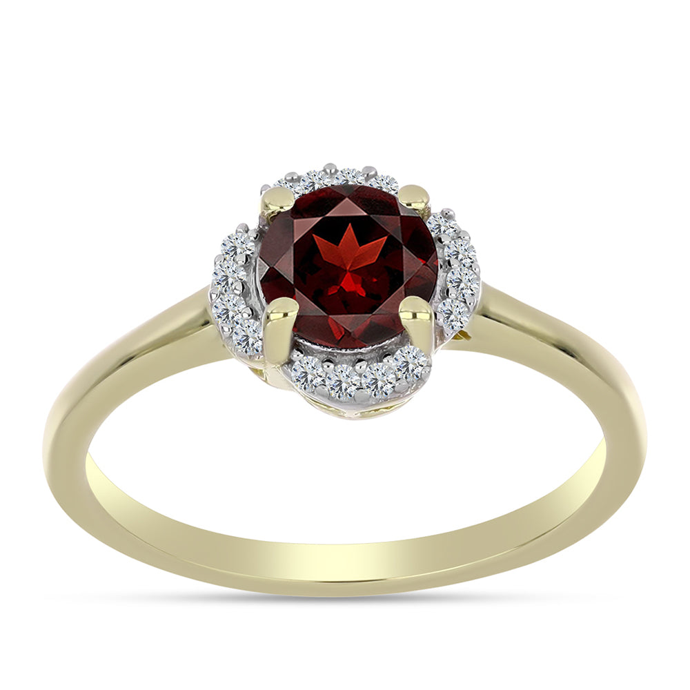 Goldplattierter Silberring mit Barton Granat und weißem Topas