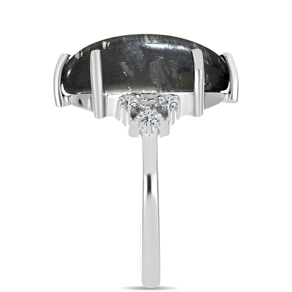 Silberring mit Picasso Jaspis und weißem Topas