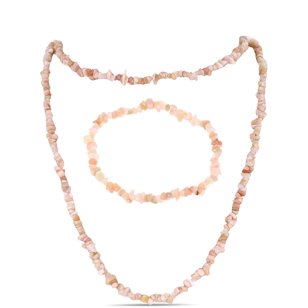 Schmuckgarnitur aus Nugget mit rosa Opal aus Lega Dembi