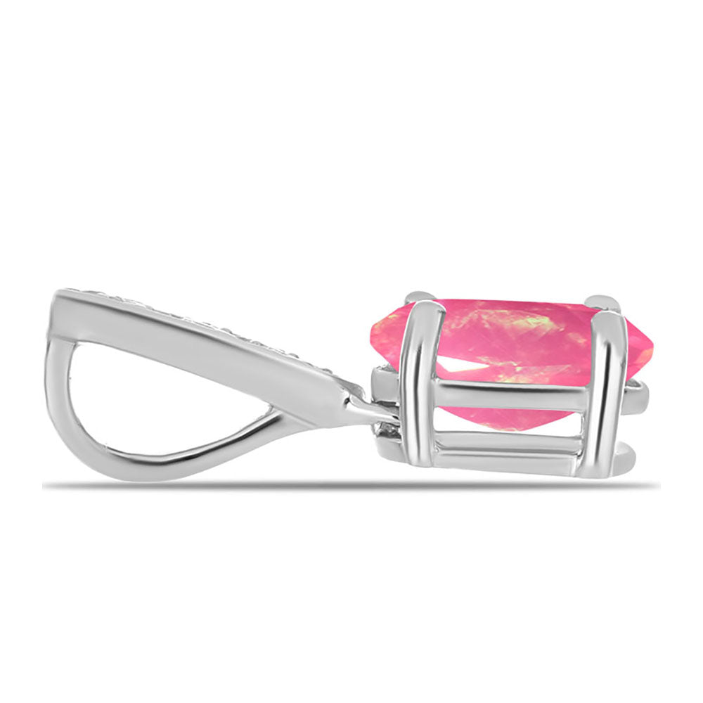 Silberanhänger mit rosa Opal aus Lega Dembi und weißem Topas