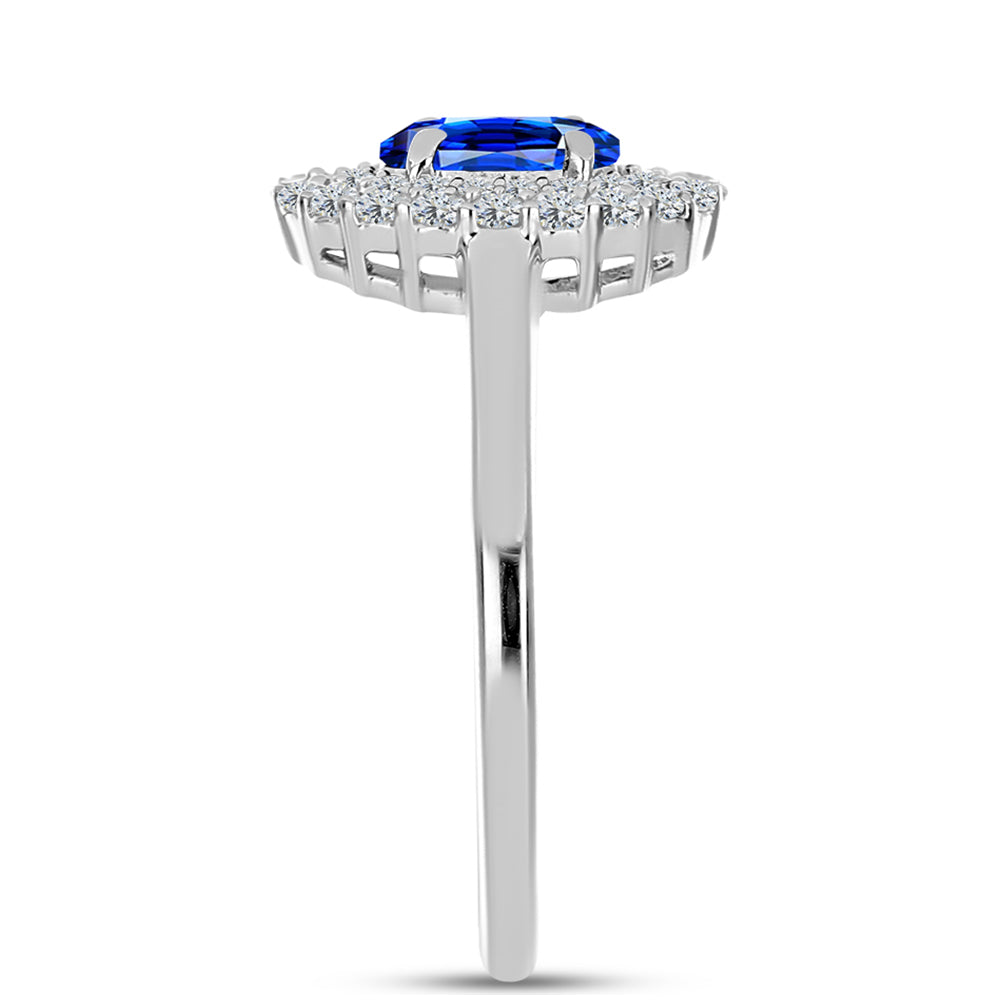 Silberring mit australischem blauem Saphir und weißem Topas