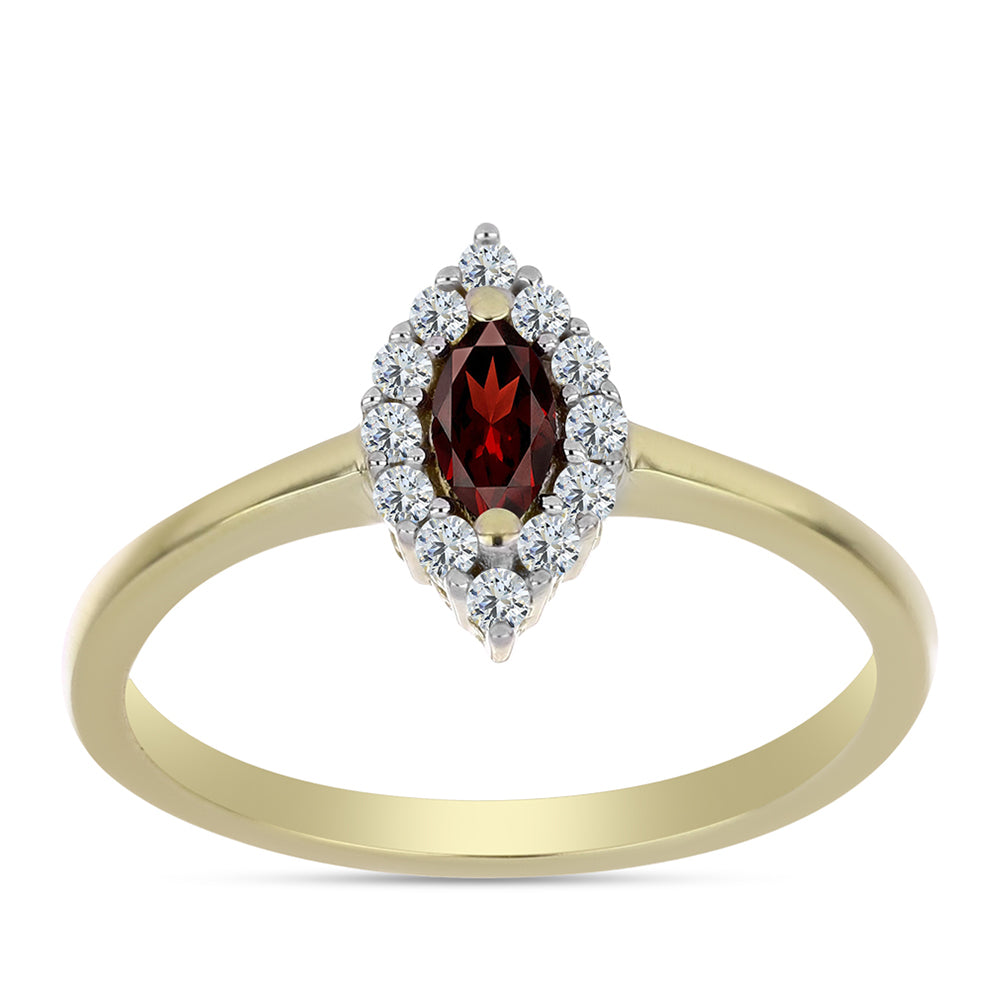 Goldplattierter Silberring mit Barton Granat und weißem Topas 3