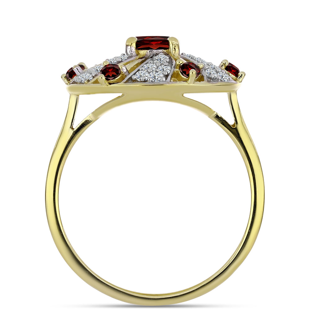 Goldplattierter Silberring mit Barton Granat und weißem Topas 2