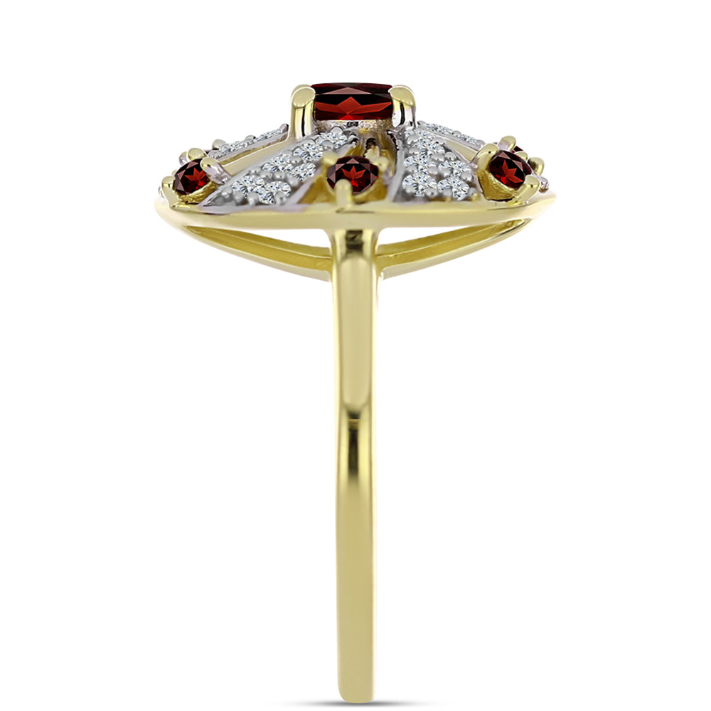 Goldplattierter Silberring mit Barton Granat und weißem Topas