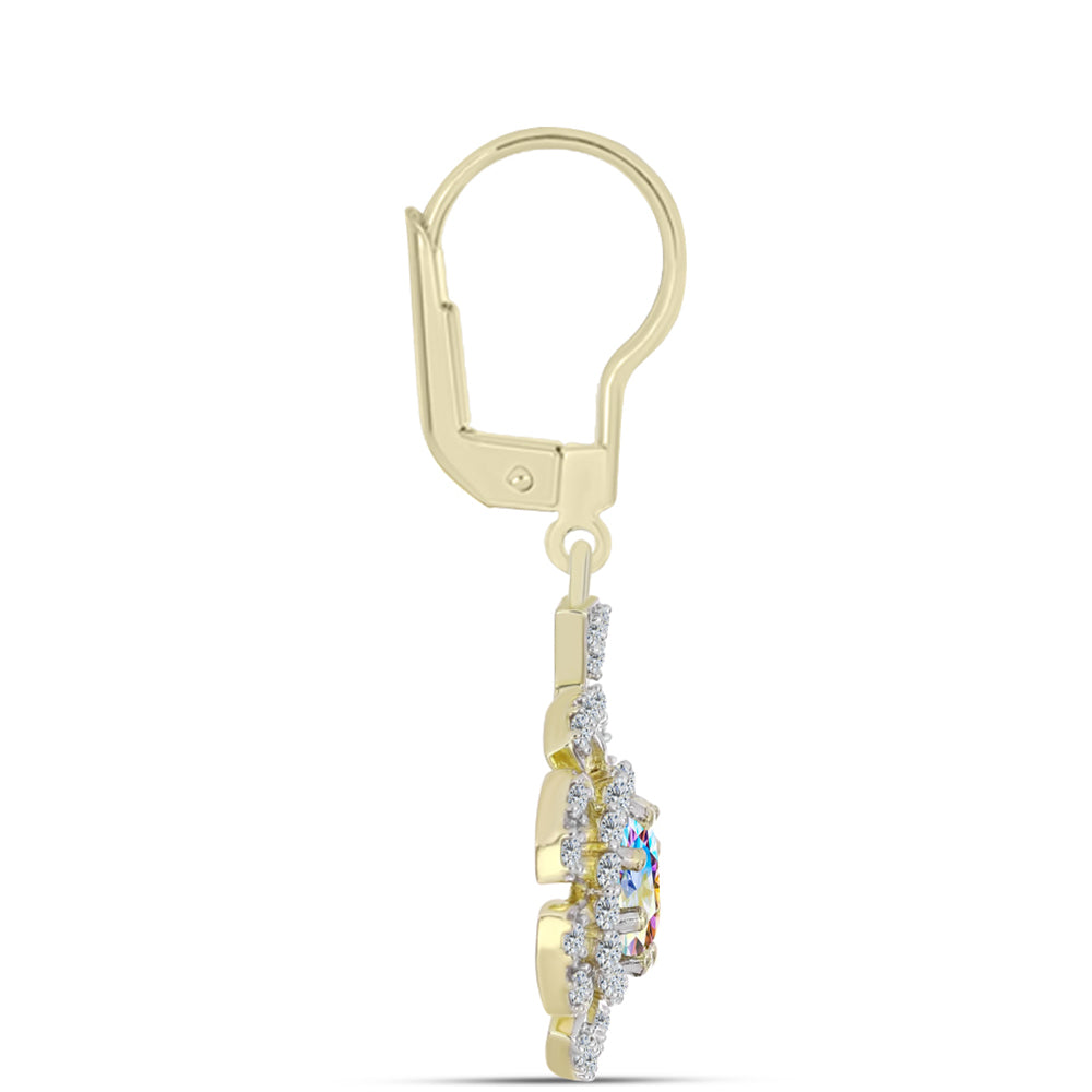 Goldplattierte Silberohrringe mit Eis-Moissanit und weißem Topas