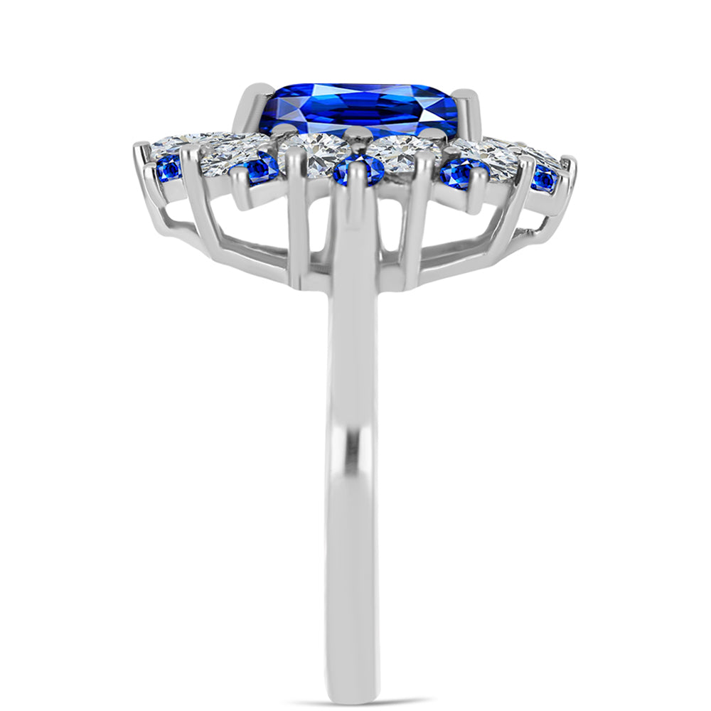 Silberring mit australischem blauem Saphir und weißem Topas