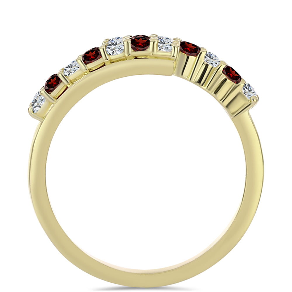 Goldplattierter Silberring mit Barton Granat und weißem Topas