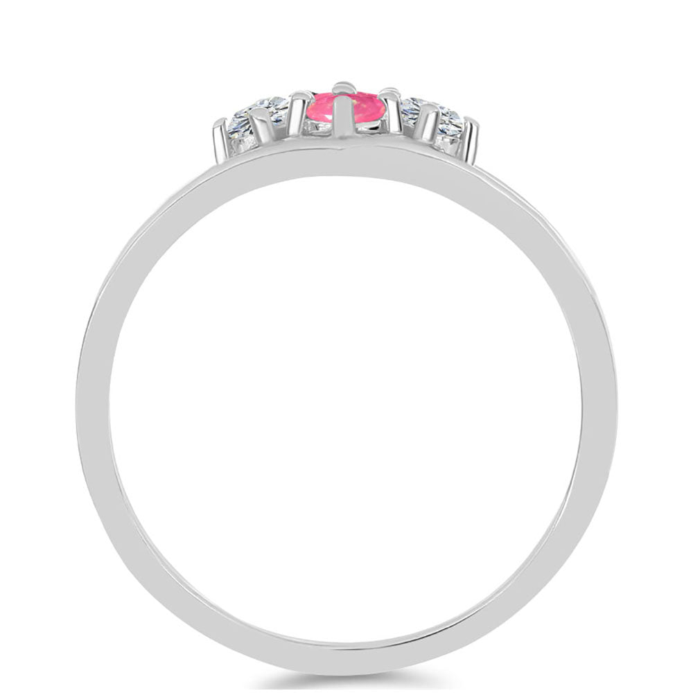 Silberring mit rosa Opal aus Lega Dembi und weißem Topas