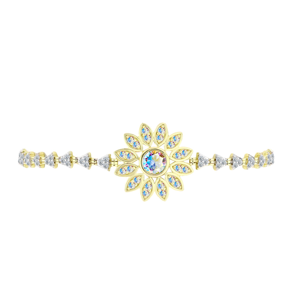 Goldplattiertes Silberarmband mit Eis-Moissanit und weißem Topas