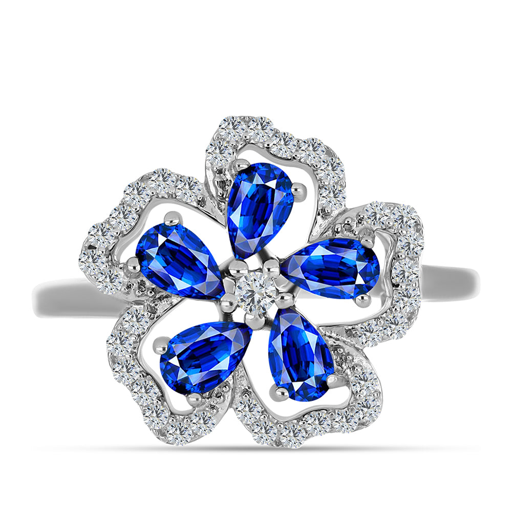 Silberring mit australischem blauem Saphir und weißem Topas