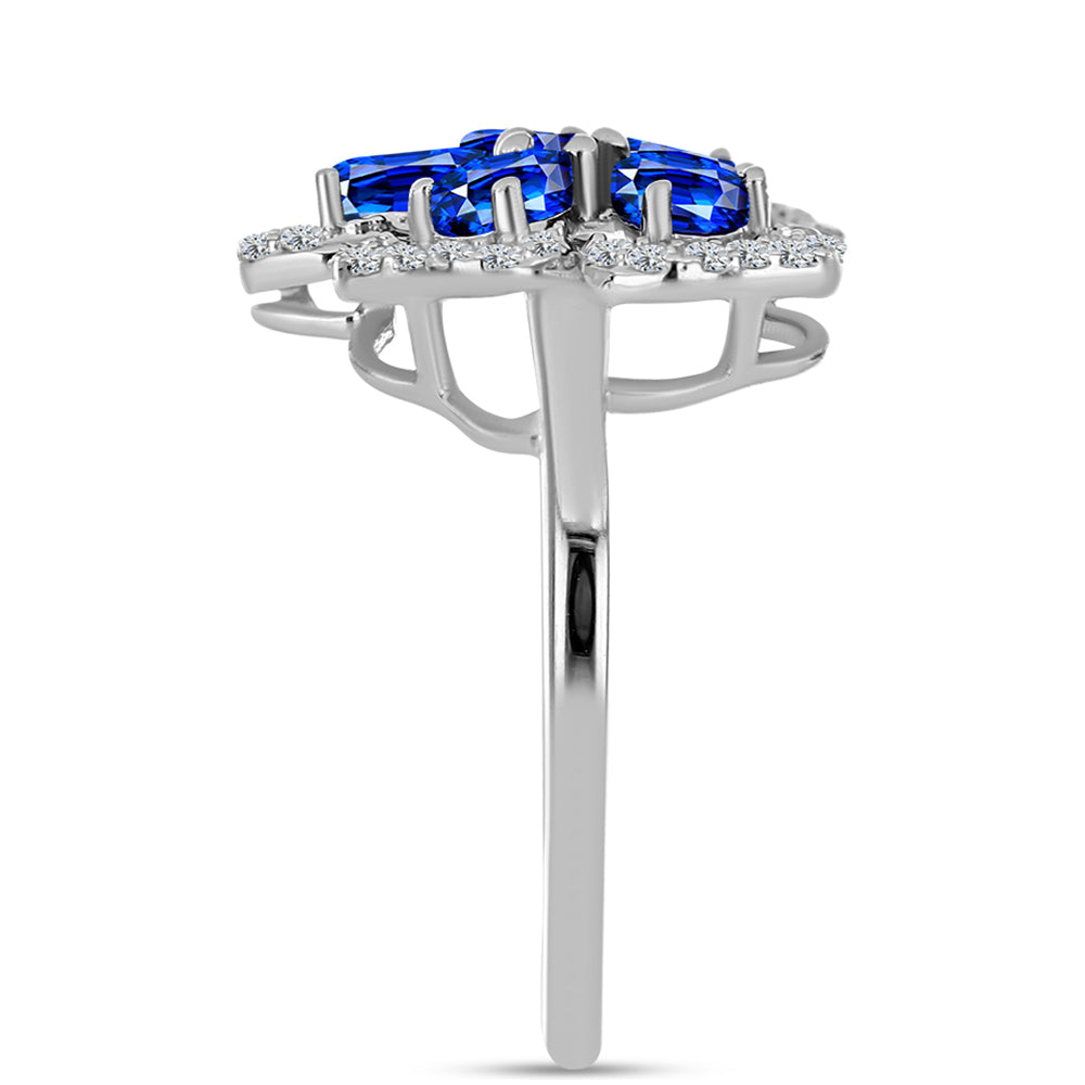 Silberring mit australischem blauem Saphir und weißem Topas