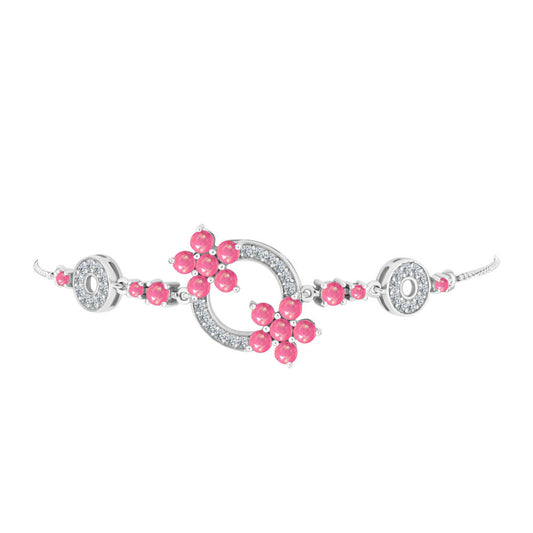 Silberarmband mit rosa Opal aus Lega Dembi und weißem Topas