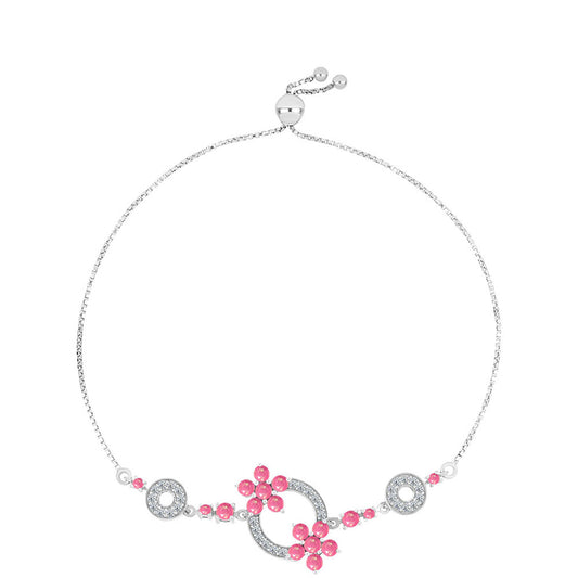 Silberarmband mit rosa Opal aus Lega Dembi und weißem Topas