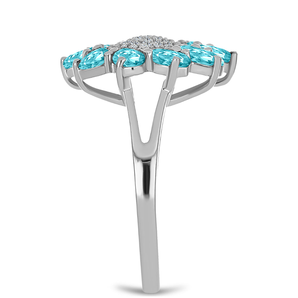Silberring mit Paraiba Quarz und weißem Topas