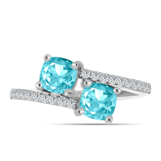 Silberring mit Paraiba Quarz und weißem Topas