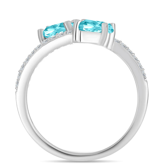Silberring mit Paraiba Quarz und weißem Topas