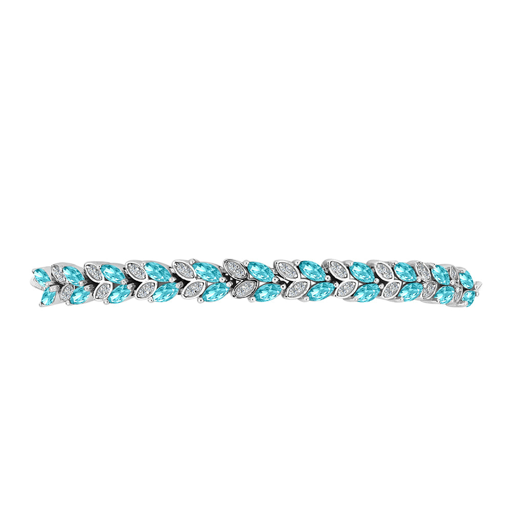 Silberarmband mit Paraiba Quarz und weißem Topas