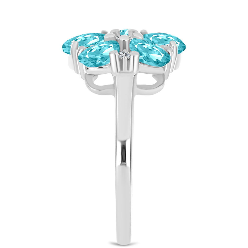 Silberring mit Paraiba Quarz und weißem Topas