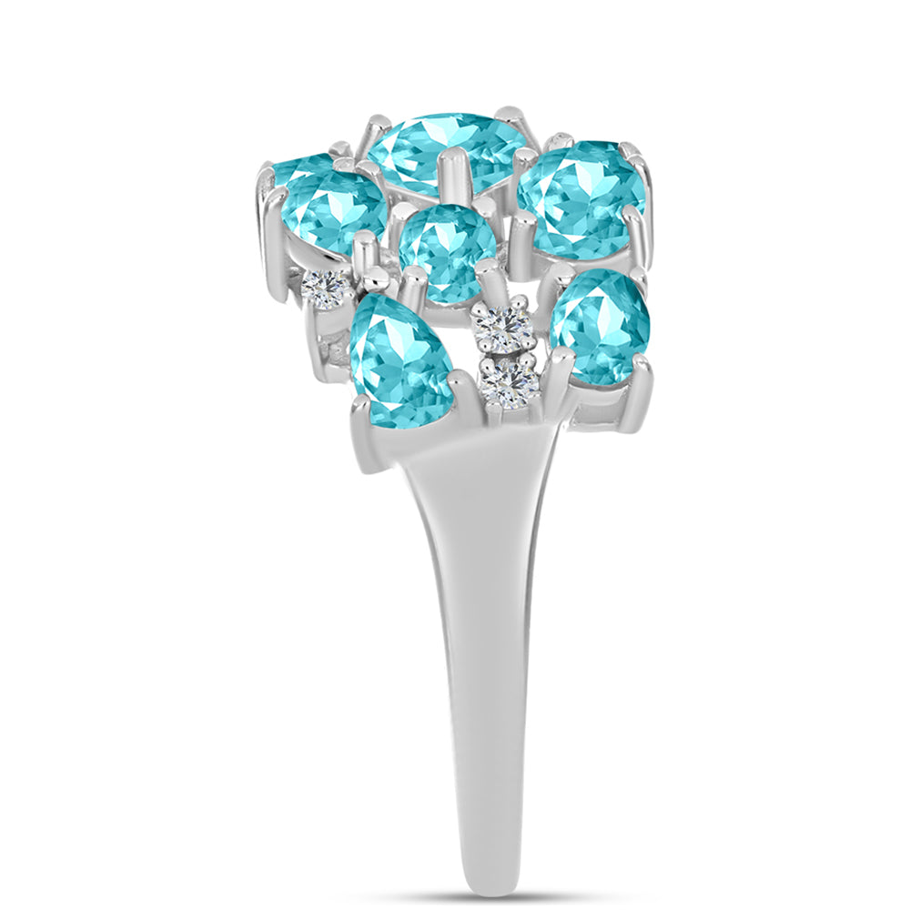 Silberring mit Paraiba Quarz und weißem Topas