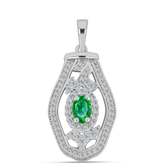 Silberanhänger mit Kijani-Granat und weißem Topas